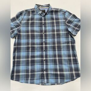 David Jones 100% Cotton Plaid Short Sleeve Button Down Shirt - XL